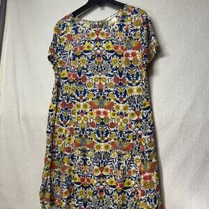 H&M Boho Floral Mini Dress Size 8 Flowy Viscose Shift Dress